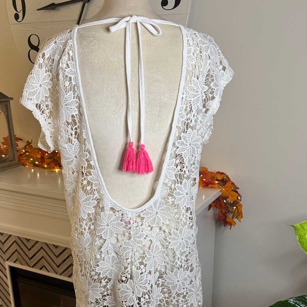 Xhilaration Ivory Floral Crochet Coverup - Picture 4 of 5